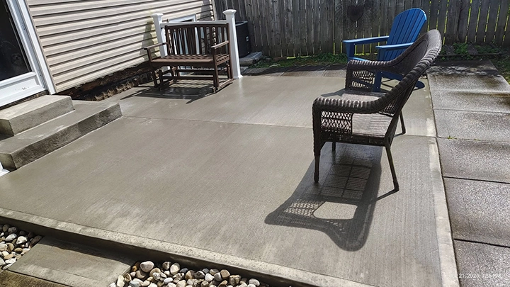 Completed concrete patio replacement in Ludlow, Kentucky